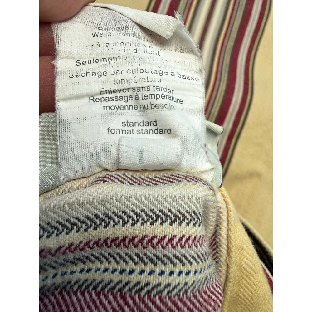 Pottery Barn Tan Brown‎ Red Stripe Duvet Cover Full, 2 Standard Shams
